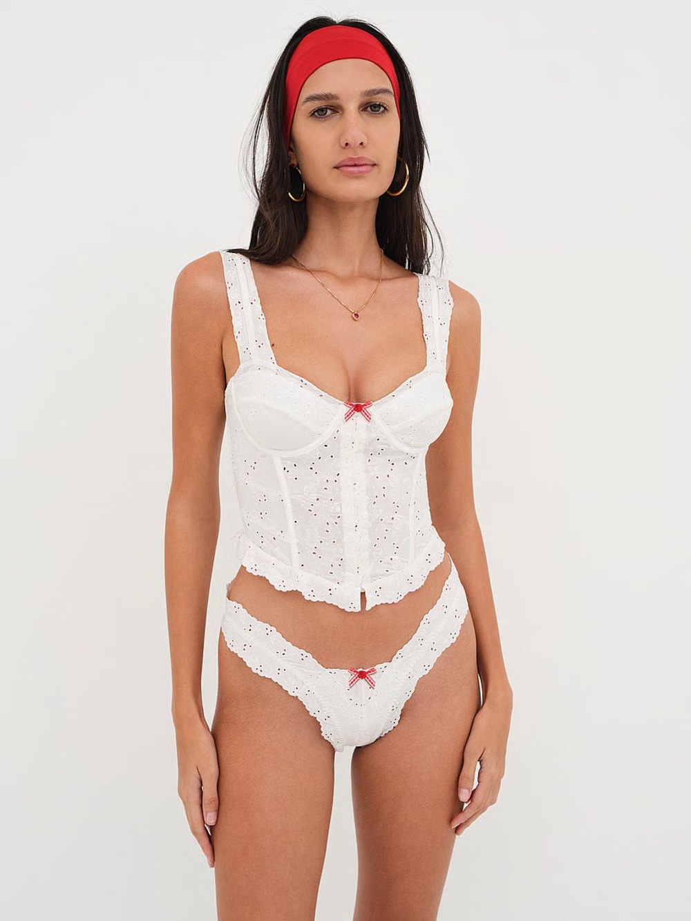 For Love & Lemons Martha Cheeky Panty in White Rose